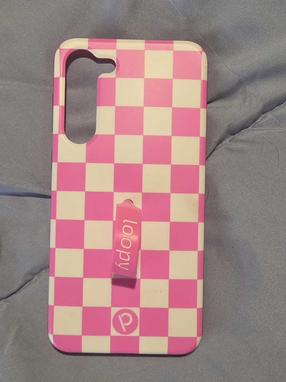 Loopy Case Pink & White Checkerboard Phone Case with Loop Grip
